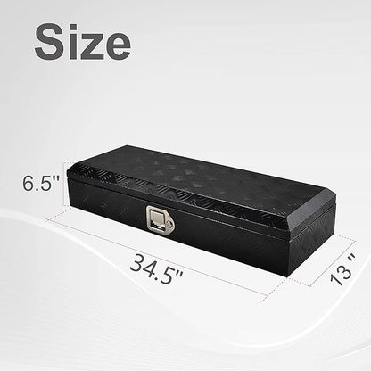 34.5 Inch Aluminum Truck Bed Tool Box Truck Car Outdoor Trailer Pickup Underbody Toolbox,RV Storage OrganizerTrailer Storage W/Lock&Keys,5 Bar Tread,Black(34.5"X13"X6.5")