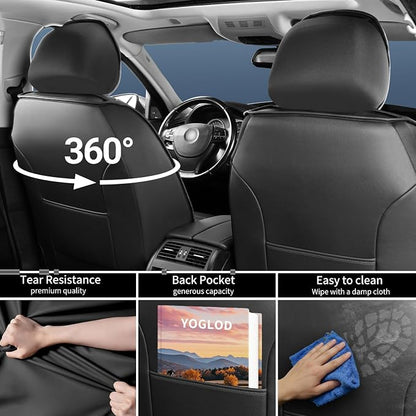 Fiesta Car Seat Covers Fit for Ford Fiesta 2011-2019, Premium Full Coverage Leather Automotive Seat Protectors, All Seasons Waterproof Breathable, Airbag Compatible, 2 Front Seats, Black-Blue
