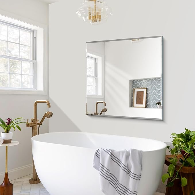 CILIBER Beveled Mirror, 36x36 inch Square Bathroom Mirrors