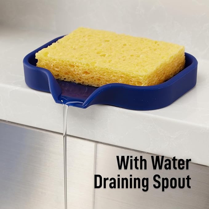 Zulay Kitchen Small Silicone Sponge Holder – Space-Saving Sink Organizer Tray