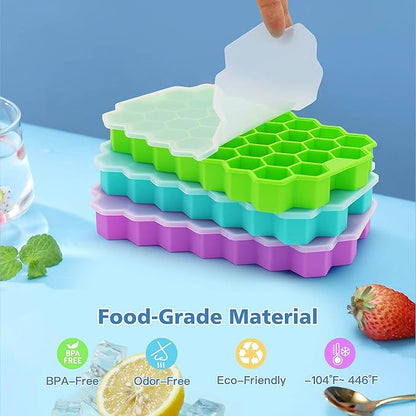 Azyh Ice Cube Trays for Freezer, 3 Pack Ice Cube Tray
