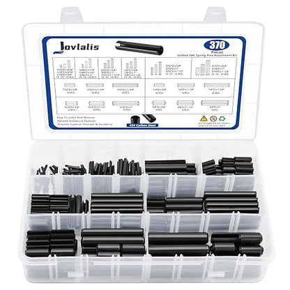 370 Pcs Roll pin Assortment, SAE Roll Pin Set, Slotted Spring Pins, Steel Split