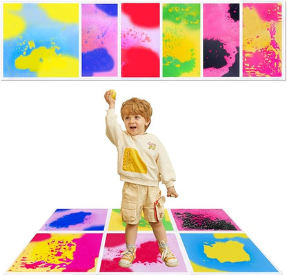 Liquid Lava Tiles for Kids： 11.8x11.8 in Educational Play Mat with Non-Slip Base Develop Motor Skills & Creativity for Children 3-12 Years（6PTFG1