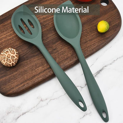 2-Pieces Silicone Cooking Spoon Spatula, Large Serving Spoons