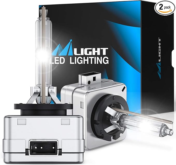 Nilight D1S HID Xenon Headlight Bulbs, D1S Bulb 6000K High Low Beam Xenon Headlights Replacement for 12V Cars, 2-Pack