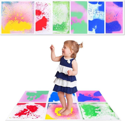 Liquid Lava Tiles for Kids： 11.8x11.8 in Educational Play Mat with Non-Slip Base Develop Motor Skills & Creativity for Children 3-12 Years（6PTFG3