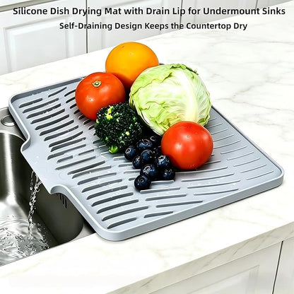 Silicone Dish Drying Mat for Kitchen Counter Sink, Non-Slip dish drying Pad