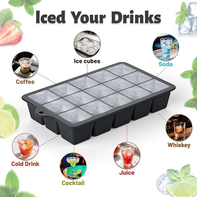 Silicone Ice Cube Tray 3 Pack