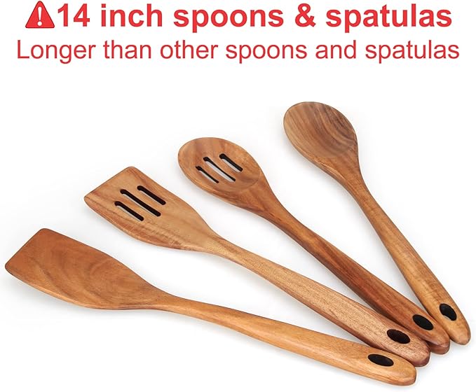 4-Piece 14" Large Acacia Wood Utensils Set