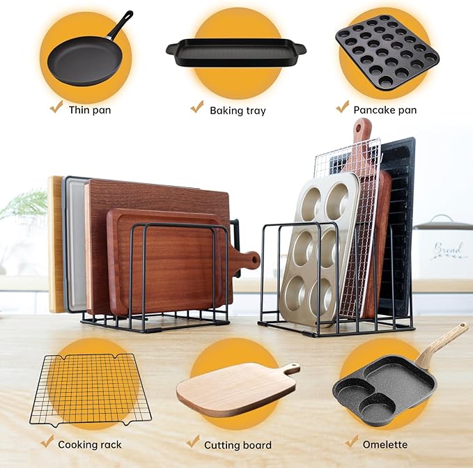 2-Pack 5-Tier Cutting Board Holder, Kitchen Cabinet Organizer Holder,
