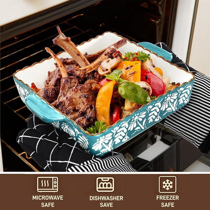 2 Pack Ceramic Baking Dish, 9 x 9 inch Porcelain Square Bakeware