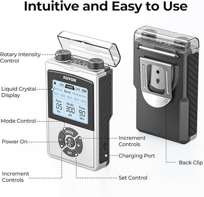 AUVON Rechargeable Digital TENS Unit Muscle Stimulator
