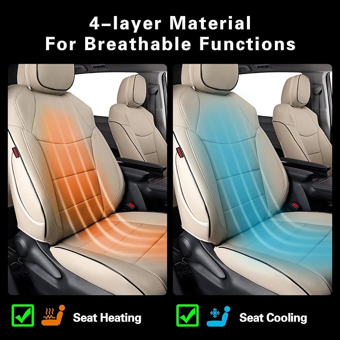 EKR Sienna Seat Covers for 2021-2026 Toyota Sienna XLE,XSE,Limited,Platinum,7 Seats,2nd Row Captain Chairs W/NO Legrest,Waterproof Seat Covers Full Set for Cars -Leather(Beige)