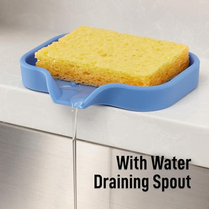 Zulay Kitchen Small Silicone Sponge Holder – Space-Saving Sink Organizer Tray