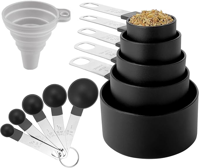 Measuring Cups and Spoons Set of Huygens Kitchen Gadgets 10 Pieces, Stackable