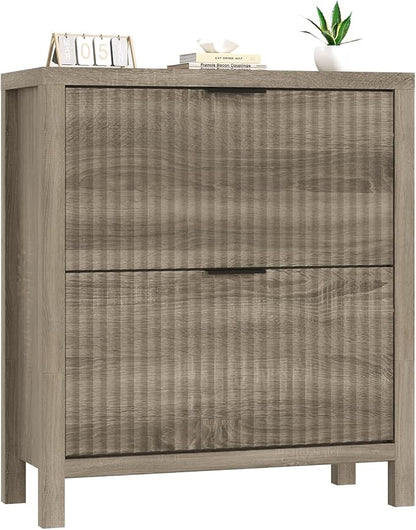 Shoe Cabinet Storage for Entryway, Fluted Shoe Cabinet