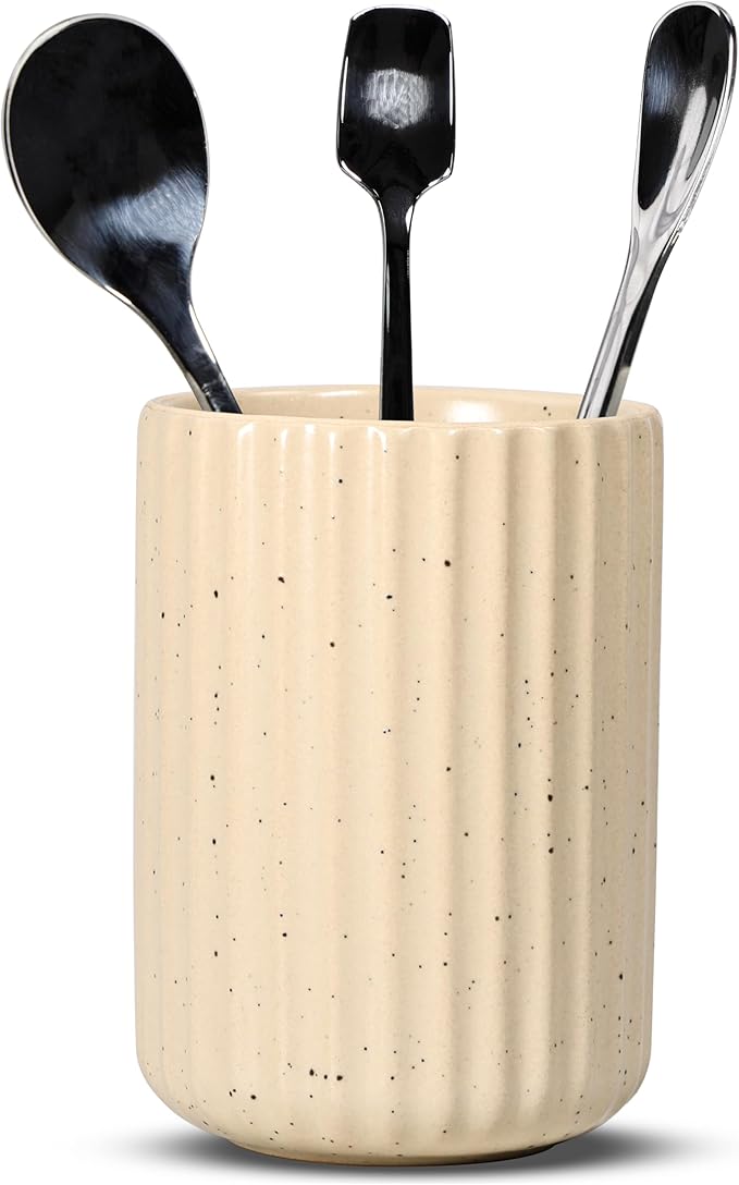 Ceramic Spoon Holder for Coffee Bar, Upright Tea Spoon Holder Cup, Coffee