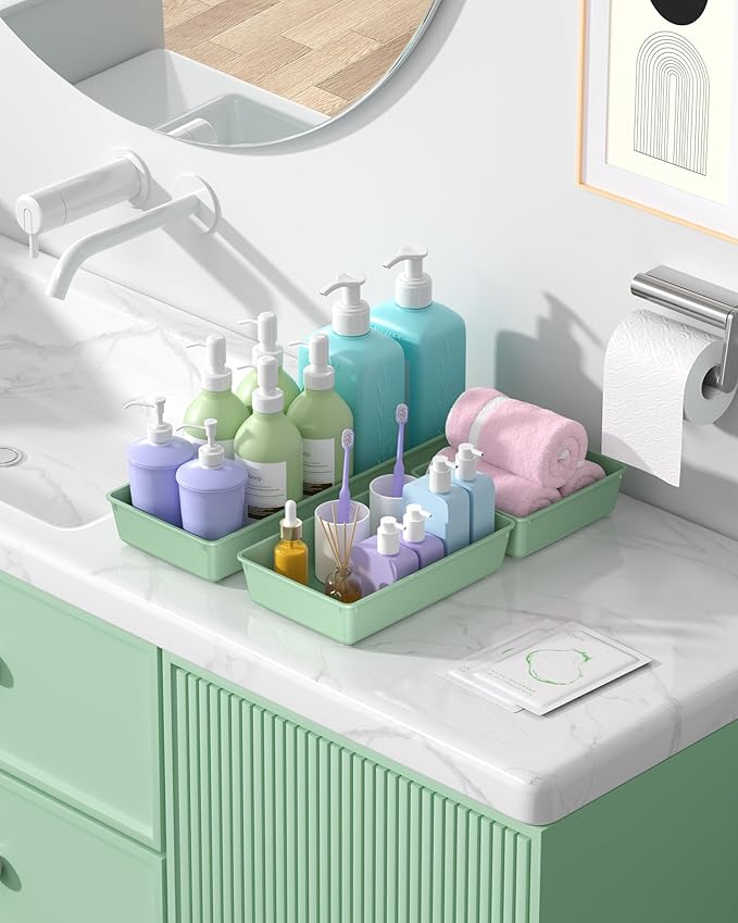 10 Pack Large Size Plastic Drawer Organizers Set, 3 Sizes Desk Drawer Organizer