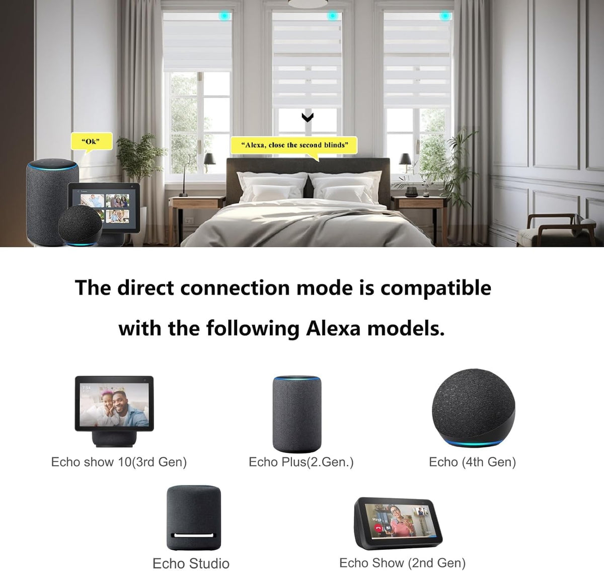 Smart Zebra Blinds Motorized Shades Remote Control for Indoor Windows, Custom Size Electric Solar Panel Power Automatic Compatible with Alexa, Google Home, Apple Homekit, Blackout, Grey