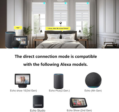Smart Zebra Blinds Motorized Shades Remote Control for Indoor Windows, Custom Size Electric Solar Panel Power Automatic Compatible with Alexa, Google Home, Apple Homekit, Blackout, Grey