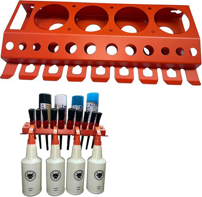 Bottle Storage Rack, Detailing Brush Organizer, Spray Bottle Storage Rack, 3/8" Air Tool Holder, for Garage and Workspace (1pc-Orange)