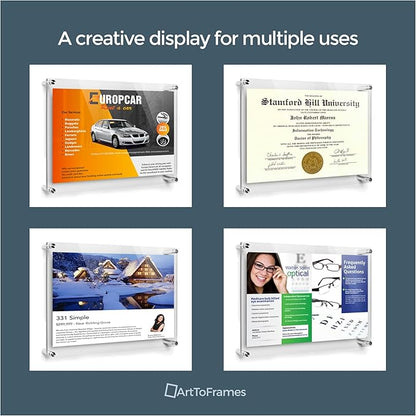ArtToFrames 15x19 Inch Double Panel Floating Acrylic Picture Frame comes