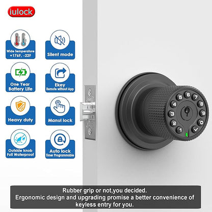 iulock Keypad & Key Smart Door Lock, 50 User Codes, Waterproof, Auto Lock