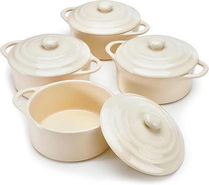 Kook Ceramic Mini Cocotte Set, Small Casserole Dishes