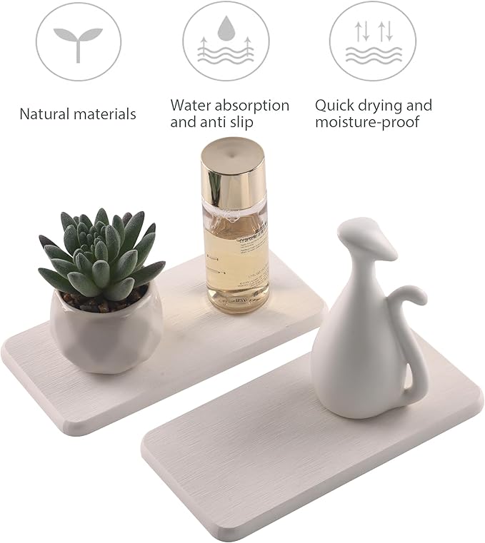 NiuYichee 2 Pcs Water Absorbing Stone Trays, Kitchen/Bathroom Sink Soap Dish