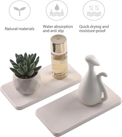 NiuYichee 2 Pcs Water Absorbing Stone Trays, Kitchen/Bathroom Sink Soap Dish