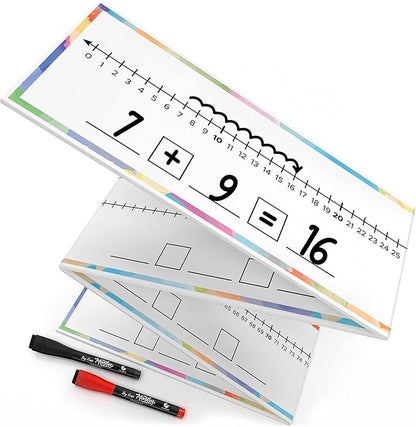 SCRIBBLEDO 0-100 Dry Erase Number Line Board for Students Double Sided 4 Feet with a Red & Black Dry Erase Marker Featuring 0-100 Number Line on One Side and Blank Line on The Reverse