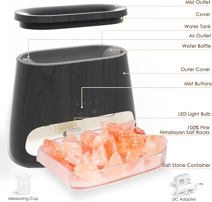 SALKING 2-in-1 Himalayan Salt Lamp & Ultrasonic Essential Oil Diffuser