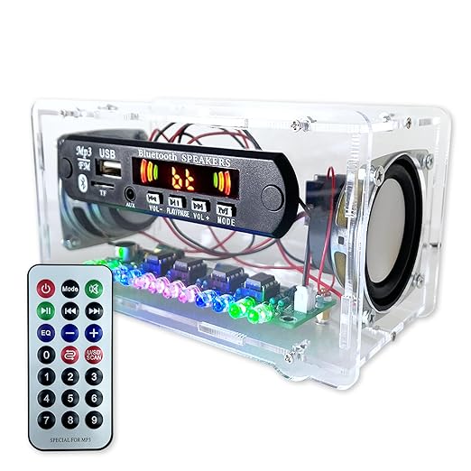 YYSOLDER Speaker Soldering Practice Kit AUX Player Level Indicator Dual Channel Electronic Project kit DIY Electronic kit (Transparent - Soldering Required)