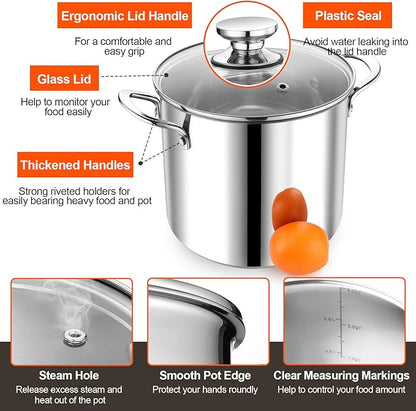 P&P CHEF 8 Quart Stainless Steel Stock Pot