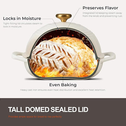 Overmont Enameled Cast Iron Bread Oven - 6QT Bread Dutch Oven