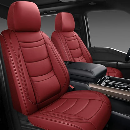 NS YOLO Leather Car Seat Covers Full Set,Universal Fit for Most Cars,SUVs and Sedans,Waterproof Luxury Leatherette Cushions, 5 Seats Protectors (Wine Red, Full Set-5 Seats(Front and Rear))
