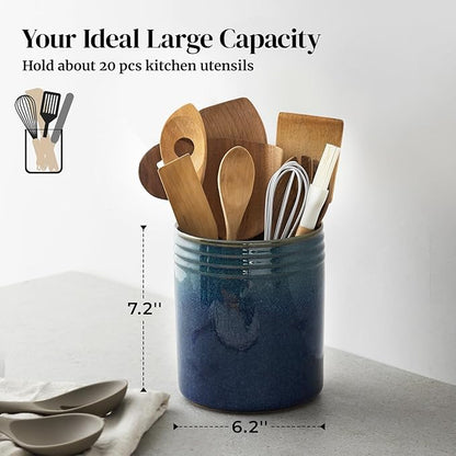 DOWAN 7.2" Kitchen Utensil Holder, Extra Large Farmhouse Utensil Holders