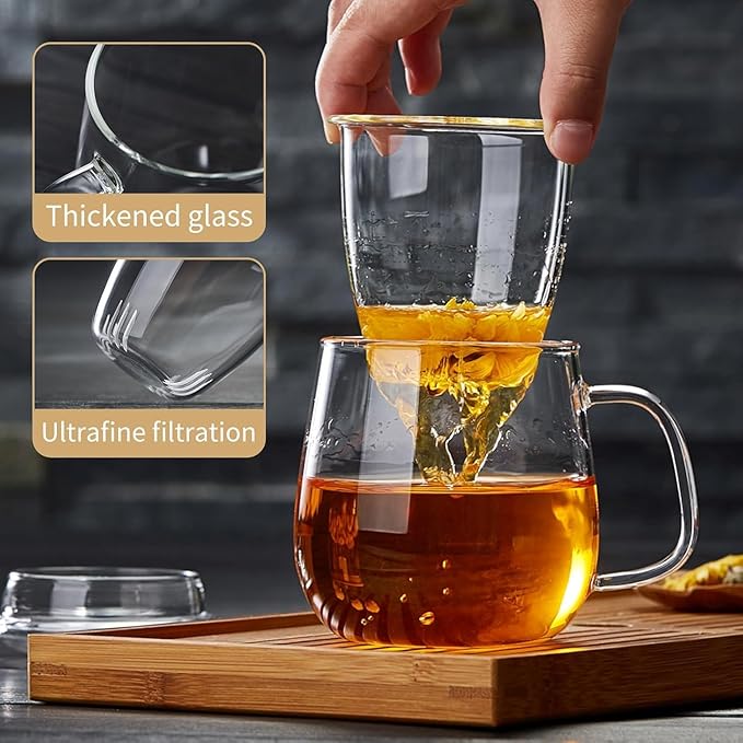 DOPUDO Large Glass Tea Cup, 34 oz Borosilicate Glass Tea Mug