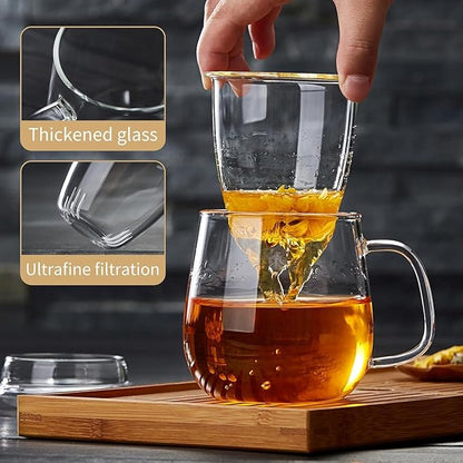 DOPUDO Large Glass Tea Cup, 34 oz Borosilicate Glass Tea Mug