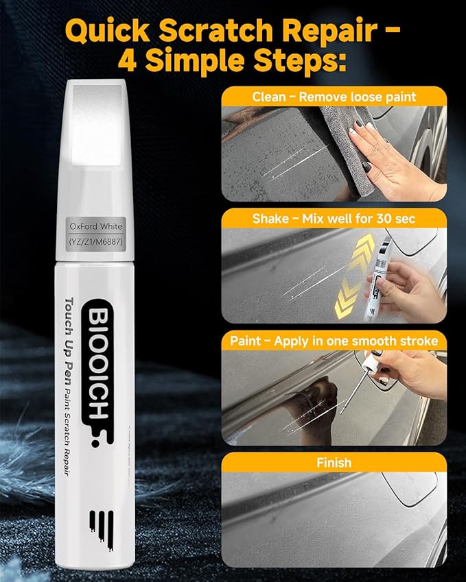 Touch Up Paint Pen Exact Color Match Car Chip and Scratch Repair (for Hyundai, Serenity White Pearl(W6H))