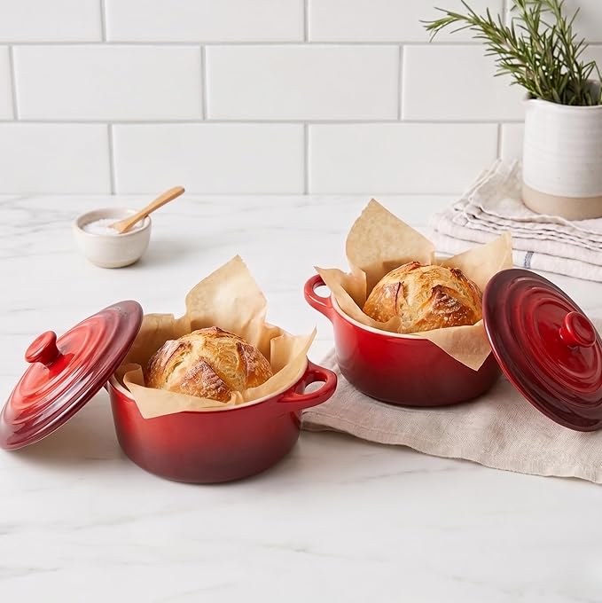 Kook Ceramic Mini Cocotte Set, Small Casserole Dishes