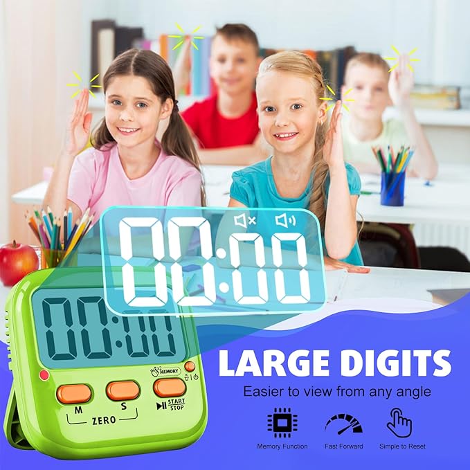 2 Pack Digital Timer for Kids, Magnetic Kitchen Timers for Cooking, Oven Baking