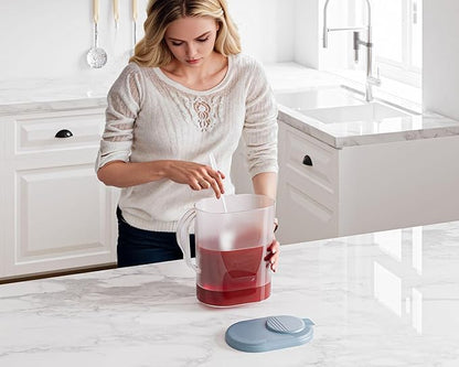 Tribello Pitcher with Lid 1 Gallon, Slim Clear Plastic Water Pitcher with