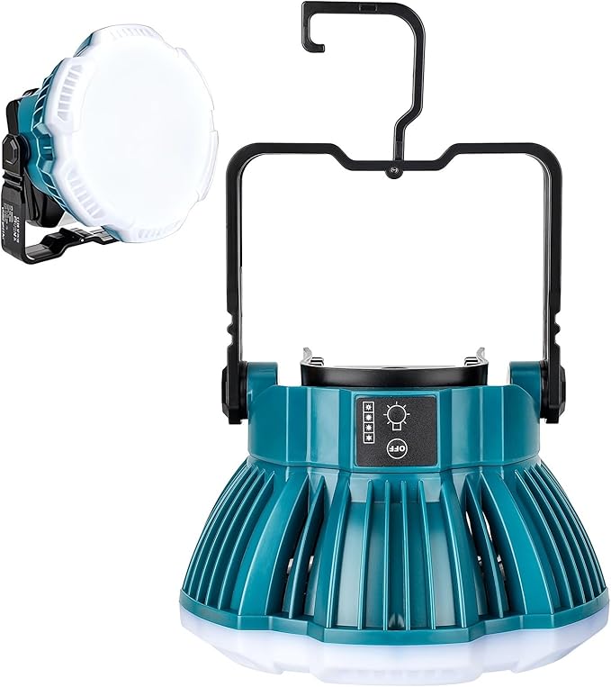 LED Camping Lantern Light Compatible with Makita 18V Battery, 2400LM 3 Adjustable Brightness Cordless Portable LED Work Light Floodlight with Hook for Tent Jobsite Ceiling(No Battery)
