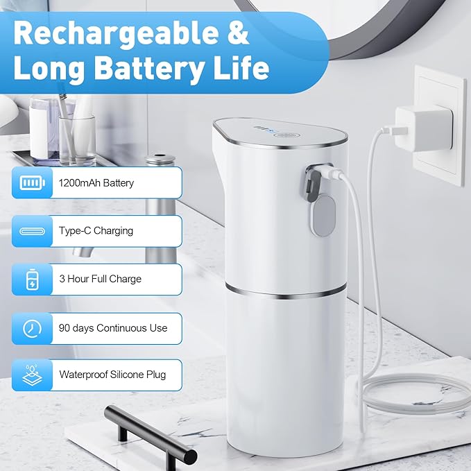 Fantictas Automatic Soap Dispenser, Touchless Hand Wall Mount Rechargeable 3