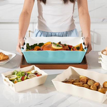 Sweejar Casserole Dishes for Oven, Ceramic 9x13 Baking Dish, Wave Edge Bakeware