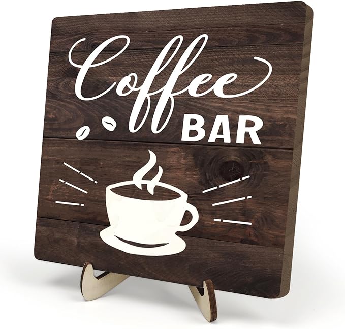 Funny Coffee Bar Decor Sign – Rustic Wooden Plaque