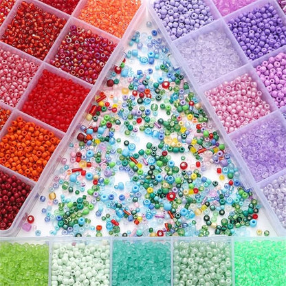 15 Color 4mm Small Assorted Glass Seed Beads,3mm Bugle Beads Friendship Bracelet Kit,2mm Tiny Tube Bead for Jewelry Making(Red)