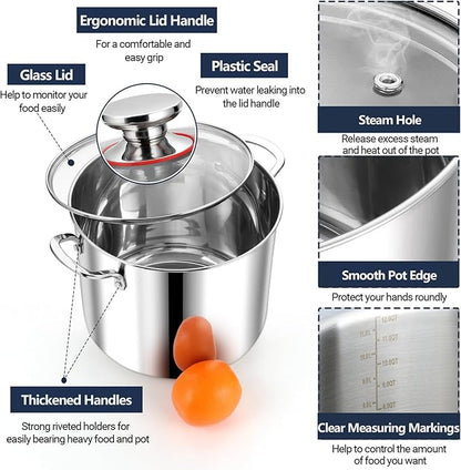 P&P CHEF 12 Quart Stainless Steel Stock Pot
