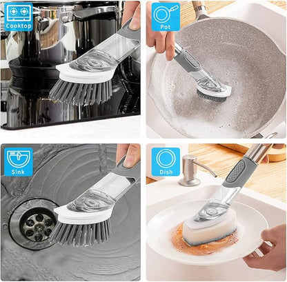 4-in-1 Dish Cleaning Brush Soap Dispensing Dish Brush Set